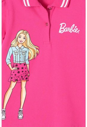 Camiseta Tipo Polo De Barbie Fucsia Para Niña 12