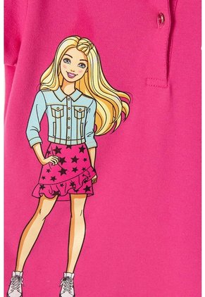 Camiseta Tipo Polo De Barbie Fucsia Para Niña 12