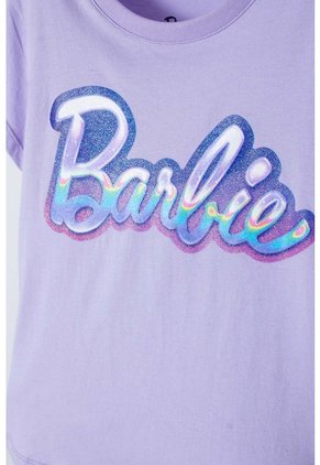 Camiseta De Barbie Manga Corta Lila Para Niña 4
