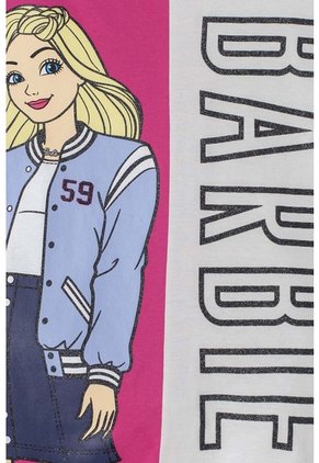 Camiseta De Barbie Fucsia Y Marfil Con Apliques De Mirella Para Niña 4