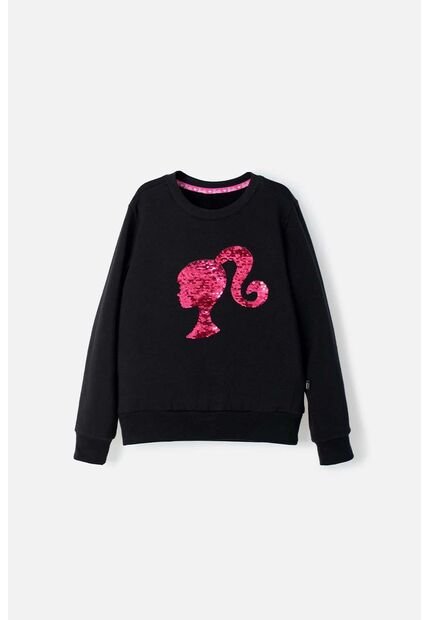 Buzo De Barbie Cuello Redondo Negro Para Niña 6