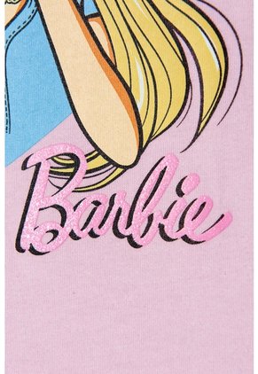 Camiseta De Barbie Manga Corta Rosada Para Niña 8