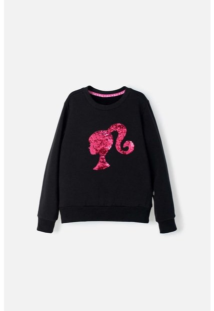 Buzo De Barbie Cuello Redondo Negro Para Niña 4