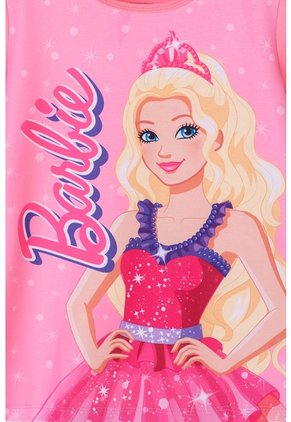 Camiseta De Barbie Manga Corta Rosa Para Niña 6