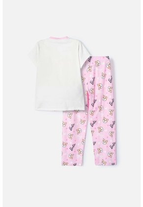 Pijama De Barbie Rosada De Manga Corta Para Niña 4
