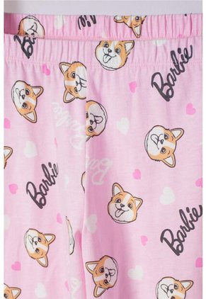 Pijama De Barbie Rosada De Manga Corta Para Niña 4