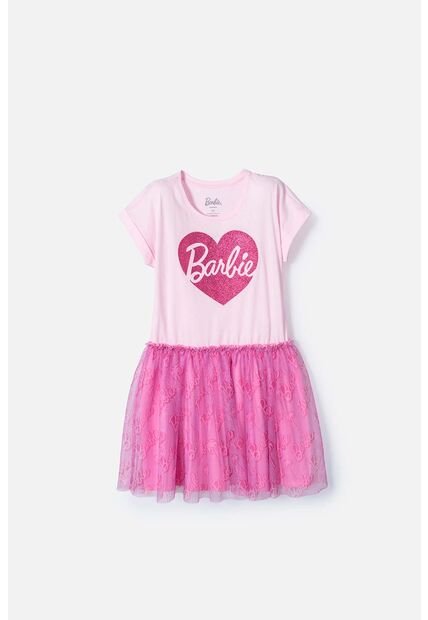Vestido De Barbie Rosado Con Tul Para Niña 10