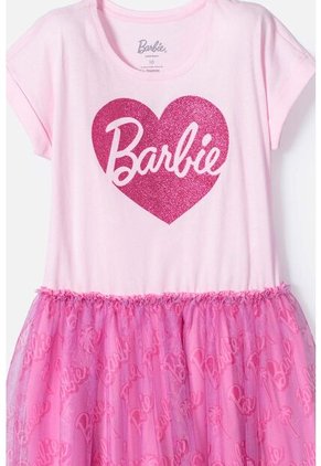 Vestido De Barbie Rosado Con Tul Para Niña 10