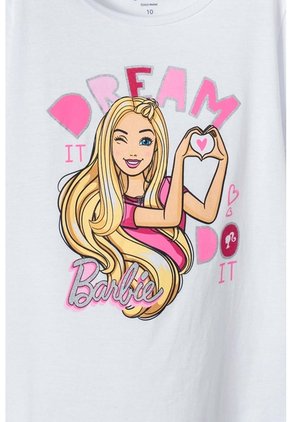 Camiseta De Barbie Manga Corta Blanca Para Niña 12