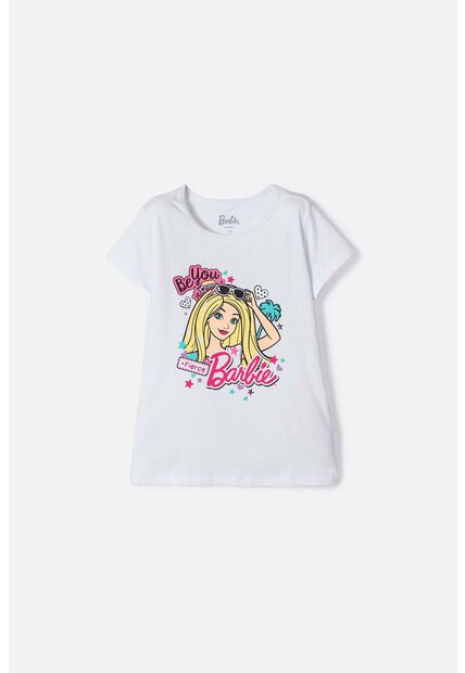 Camiseta De La Barbie Estampada Blanca Para Niña 10