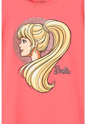 Camiseta De Barbie  Manga Corta Rosada Para Niña 10
