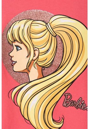 Camiseta De Barbie  Manga Corta Rosada Para Niña 10