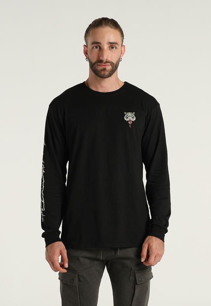 Camiseta Manga Larga Negro Mattelsa Masculino