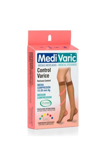 Media Medivaric Rodilla Negro Mediana Comprecion Talla S Und