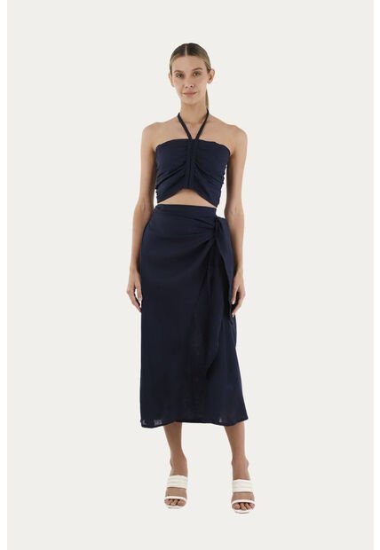 Falda Larga Giselle Azul Oscuro Mercedes Campuzano