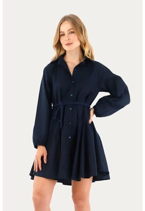 Vestido Corto Oasis Azul Oscuro Mercedes Campuzano