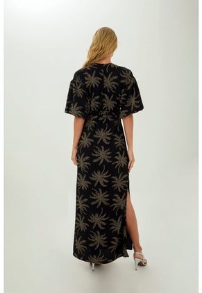 Vestido Largo Celeste Negro Mercedes Campuzano