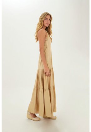 Vestido Largo Luzia Beige Mercedes Campuzano