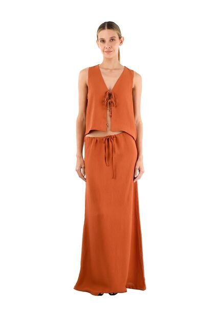 Falda Larga Brigitte Terracota Mercedes Campuzano