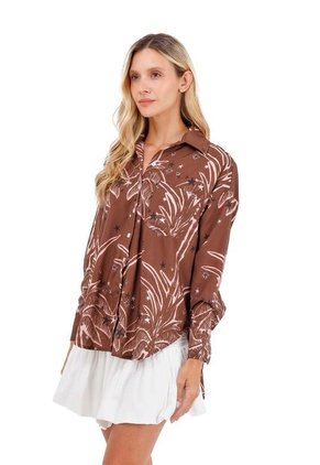Camisa Boyfriend Haven Palmeras Café Mercedes Campuzano