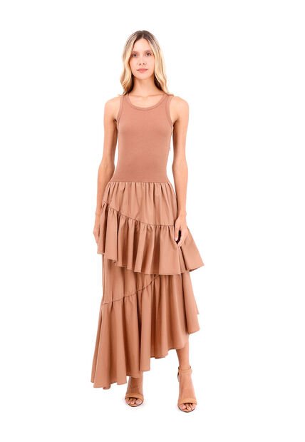 Vestido Largo Fuego Toupe Mercedes Campuzano