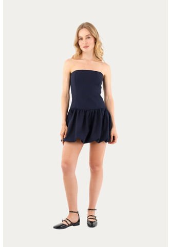 Vestido Corto Freya Azul Oscuro Mercedes Campuzano Mercedes Campuzano