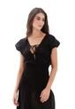 Vestido Largo Carlota Negro Mercedes Campuzano de Mercedes Campuzano