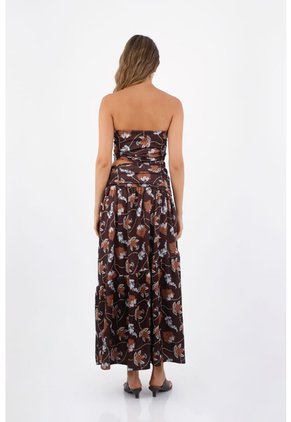 Vestido Largo Grecia Estampado Cafe Mercedes Campuzano