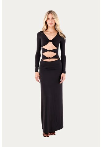 Vestido Largo Mística Negro Mercedes Campuzano Mercedes Campuzano