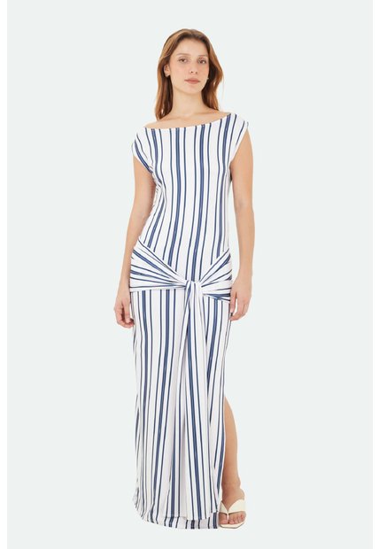 Vestido Largo Capri Azul Oscuro Mercedes Campuzano
