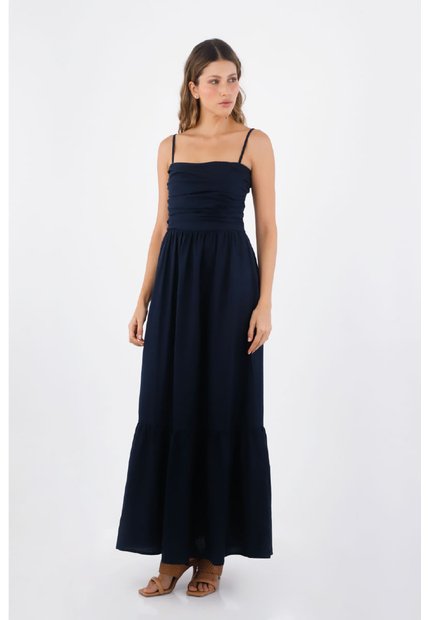 Vestido Largo Palma Azul_Osc Mercedes Campuzano