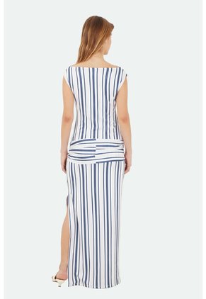 Vestido Largo Capri Azul Oscuro Mercedes Campuzano