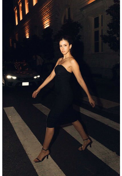 Vestido Largo Celine Negro Mercedes Campuzano