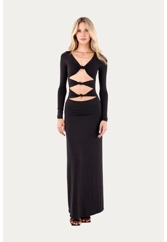 Vestido Largo Mística Negro Mercedes Campuzano Mercedes Campuzano