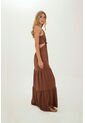 Vestido Largo Sophie Cafe Mercedes Campuzano de Mercedes Campuzano