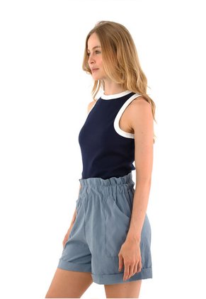 Top Saia Azul Mercedes Campuzano