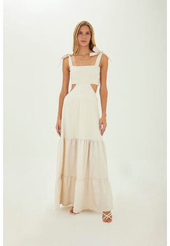 Vestido Largo Muse Beige Mercedes Campuzano Mercedes Campuzano