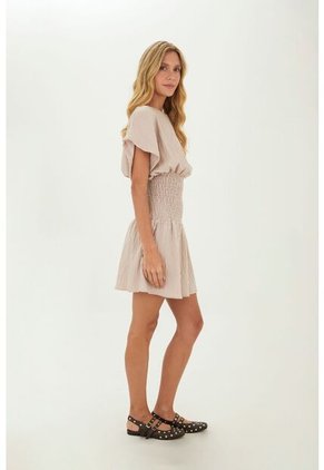 Vestido Corto Phoebe Beige Mercedes Campuzano