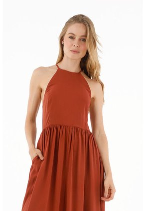 Vestido Largo Anaira Terracota Mercedes Campuzano