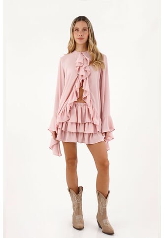 Falda Corta Libertad Rosado Mercedes Campuzano Mercedes Campuzano