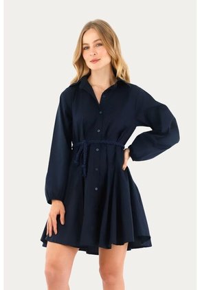 Vestido Corto Oasis Azul Oscuro Mercedes Campuzano