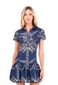 Vestido Corto Luna Palmeras Azul Mercedes Campuzano de Mercedes Campuzano