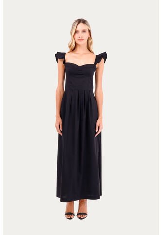 Vestido Largo Mellow Negro Mercedes Campuzano Mercedes Campuzano
