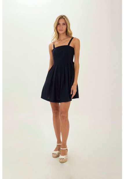 Vestido Corto Serene Azul Oscuro Mercedes Campuzano