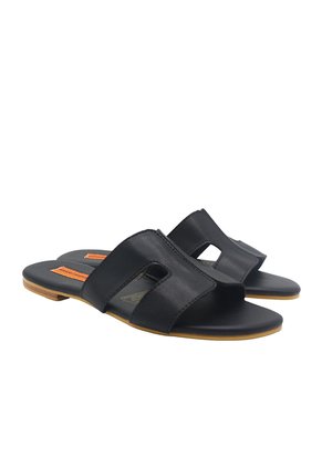 Sandalia Plana Siona Negro Mercedes Campuzano