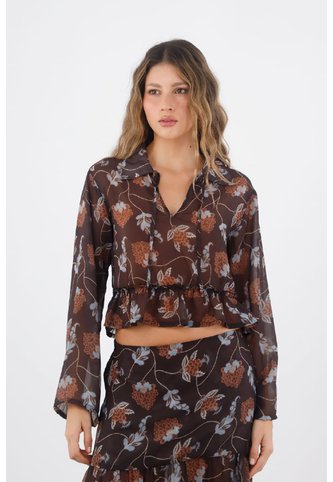 Camisa Keira Estampado Cafe Mercedes Campuzano Mercedes Campuzano