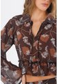 Camisa Keira Estampado Cafe Mercedes Campuzano de Mercedes Campuzano