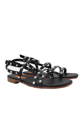 Sandalia Plana Briss Negro Mercedes Campuzano