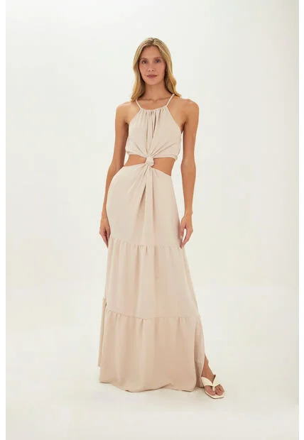 Vestido Largo Sophie Beige Mercedes Campuzano