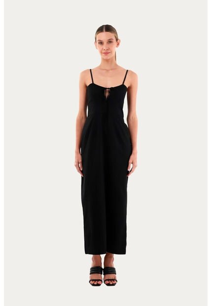 Vestido Largo Serena Negro Mercedes Campuzano